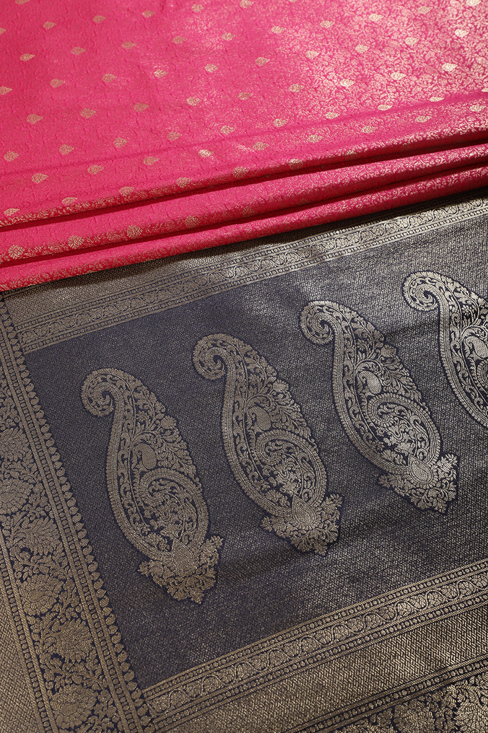 Magenta & Navy Dual Toned Soft Silk Zari Woven Saree