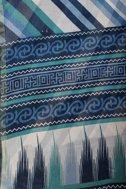 Navy Color Chiffon Printed Saree