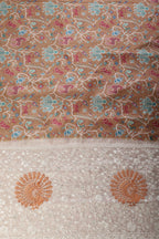 Golden Brown Tussar Silk Printed Saree
