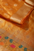 Mustard Color Silk Resham & Zari Woven Saree