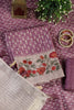 Dusky Purple Tussar Cotton Printed And Floral Embroidered Unstiched Suit Material