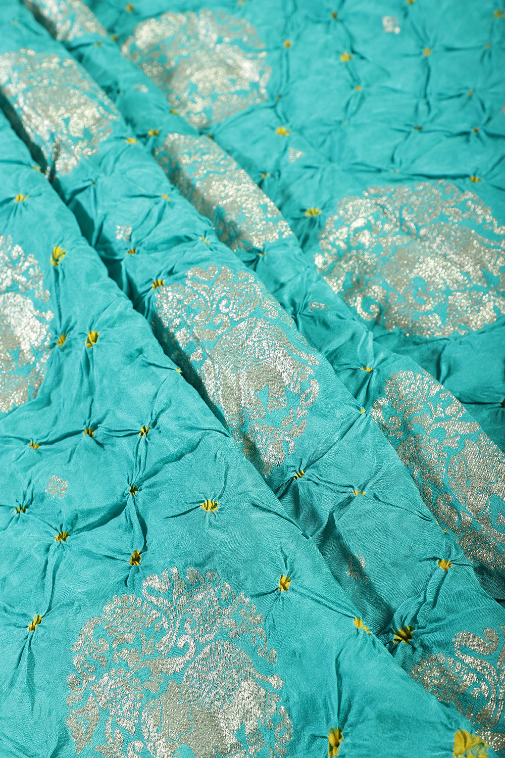 Firozi Color Bandhej Modal Silk Zari Woven Saree