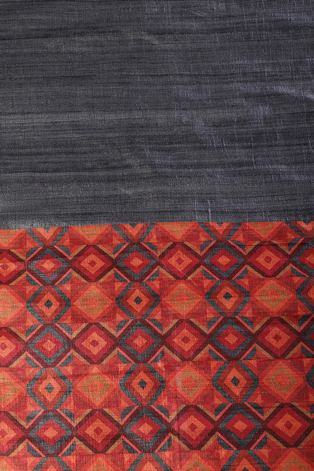 Grey Tussar Silk Printed Saree