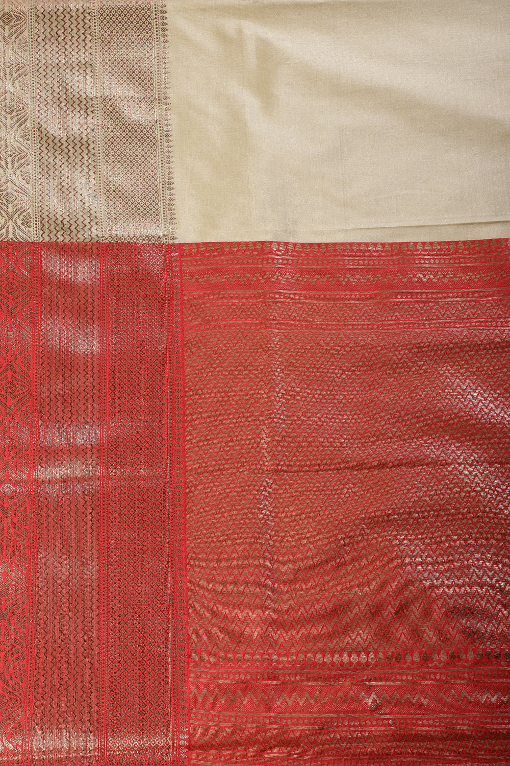Beige Zari Woven Art Silk Saree