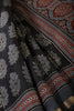 Black Cotton Silk Block Printed Saree