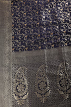 Navy Floral Zaal Woven Silk Banarasi Saree