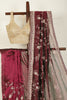 Wine Pure Tissue Silk Saree with Pearl and Zardozi Handwork