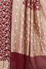 Wine Color Pure Khaddi Georgette Banarasi Saree