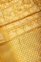 Light Mustard Color Cotton Silk Printed Saree
