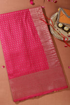 Rani Colour Silk Zari Woven Saree