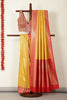 Mustard & Red Dual Toned Soft Silk Zari Woven Saree