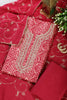 Fuchsia Red Cotton Digital Printed & Neck Embroidered Unstitched Suit