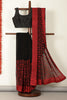 Black & Red Georgette Resham Floral Jal Woven And Swarovski Work Saree