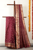 Wine Silk Zari & Resham  Woven Saree