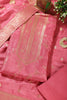 Hot Pink Banarsi Floral Woven Silk Unstitched Suit