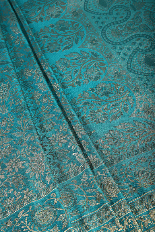 Teal Colour South Silk Heavy Woven Saree