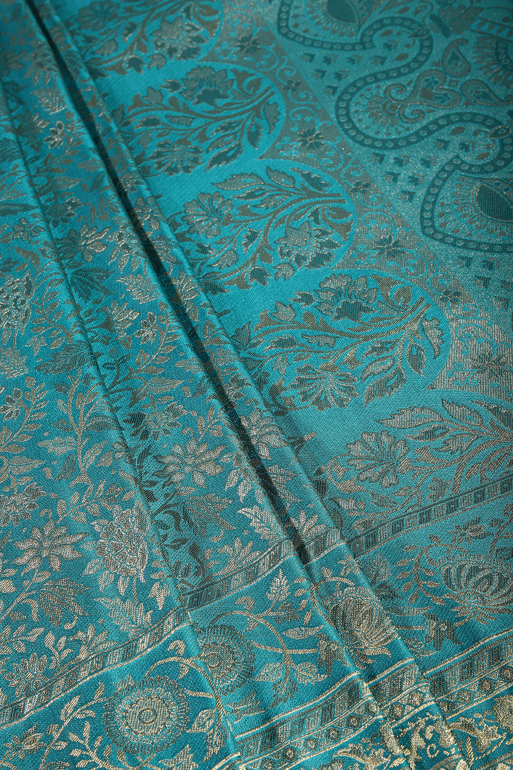 Teal Colour South Silk Heavy Woven Saree
