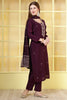 Dark Scarlet Silk Cut-Dana And Pearl Embroidered Suits
