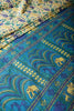 Cream & Blue Color Tussar Silk Indian Folk Art Printed Saree