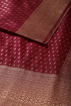Dark Scarlet Colour Silk Zari Woven Saree