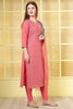 Coral Pink Chanderi Cotton Resham Embroidered Suit