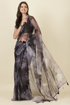Black Printed Organza Saree