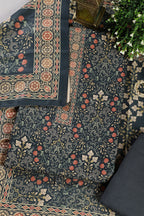 Blue Digital Printed Pashmina Unstitched Suit Fabric