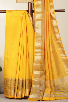 Yellow Woven Cotton Silk Saree