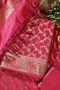 Fuchisa Coral Chanderi Silk Resham And Zari Woven Unstitched Suit Material