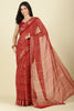 Maroon Color Chiffon Bandhani Printed Saree