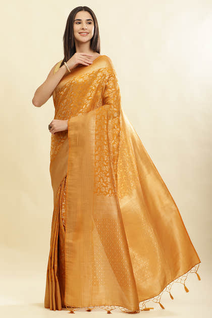 Mustard Lightweight Banarasi Silk Weaving Saree