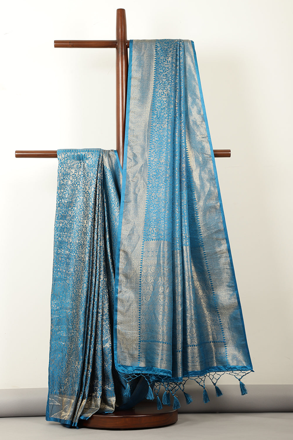 Blue Zari Woven Soft Silk Saree