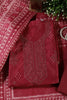 Deep Carmine Chanderi Silk Printed And Embroidered Unstitched Suit Material