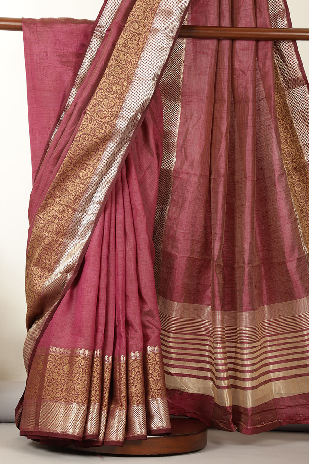 Wine Woven Cotton Silk Saree