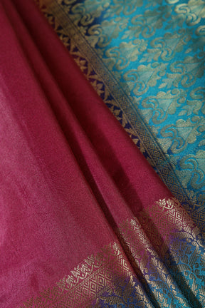 Wine & Teal Ombré  Silk Zari Woven Saree