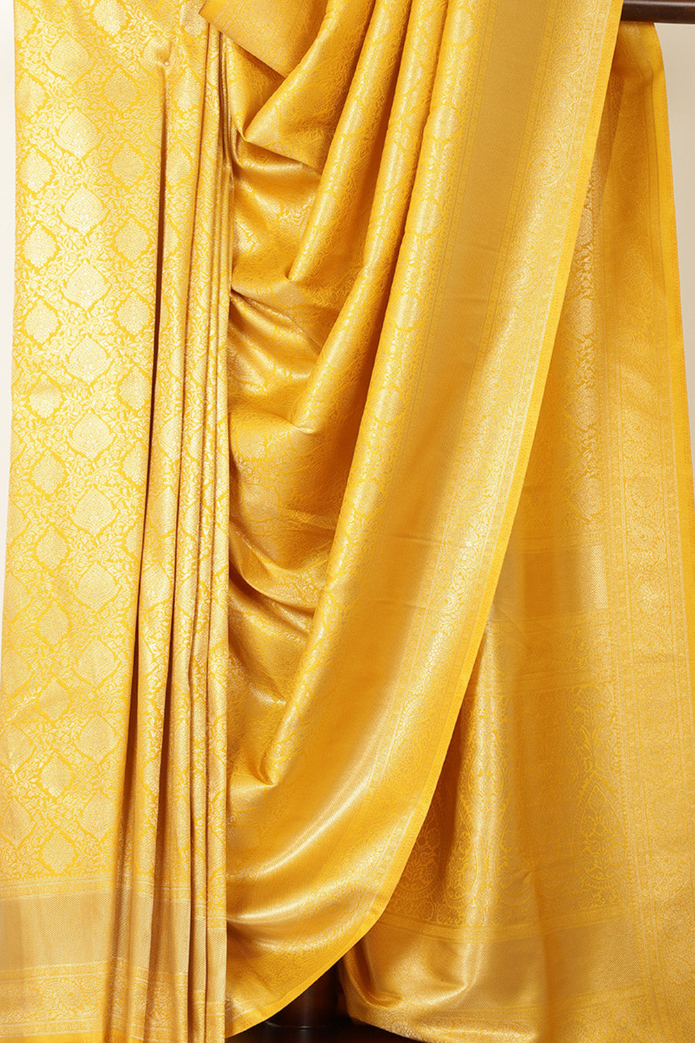 Mustard Soft Silk Zari Woven Saree