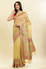 Light Mustard Chanderi Cotton kashida Weaves Saree