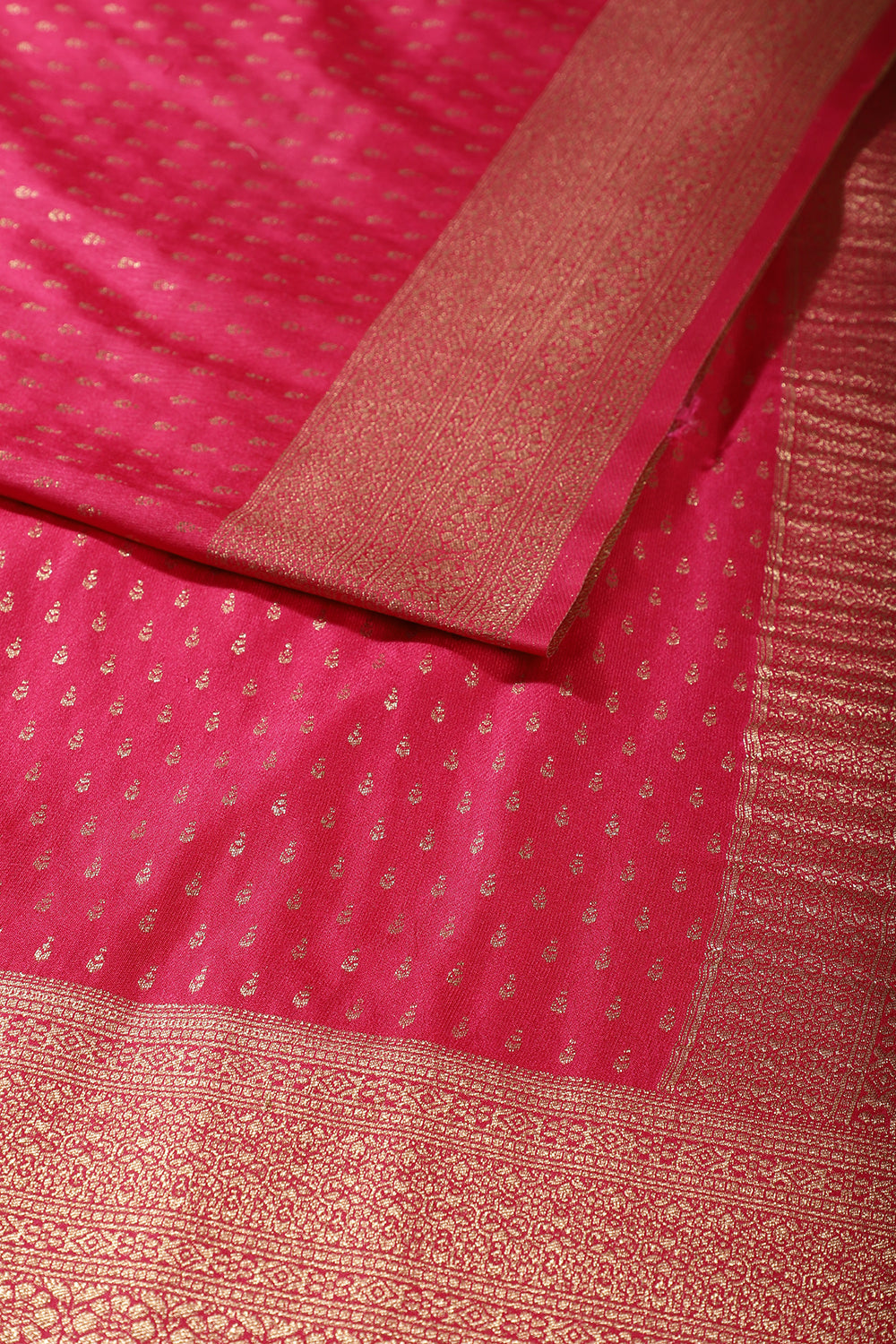 Rani Colour Silk Zari Woven Saree