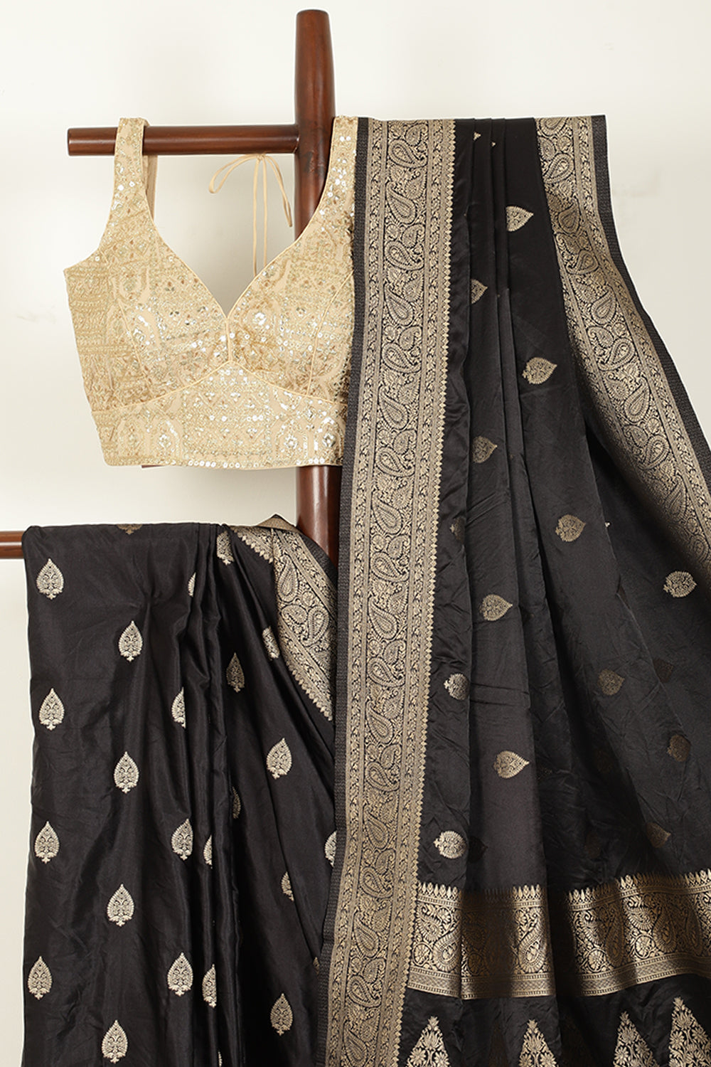 Black Color South Silk Zari Woven Saree