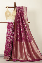 Purple Banarasi Silk Zari Woven Saree