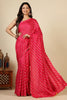 Red Modal Silk Saree with Zari Pinstripes