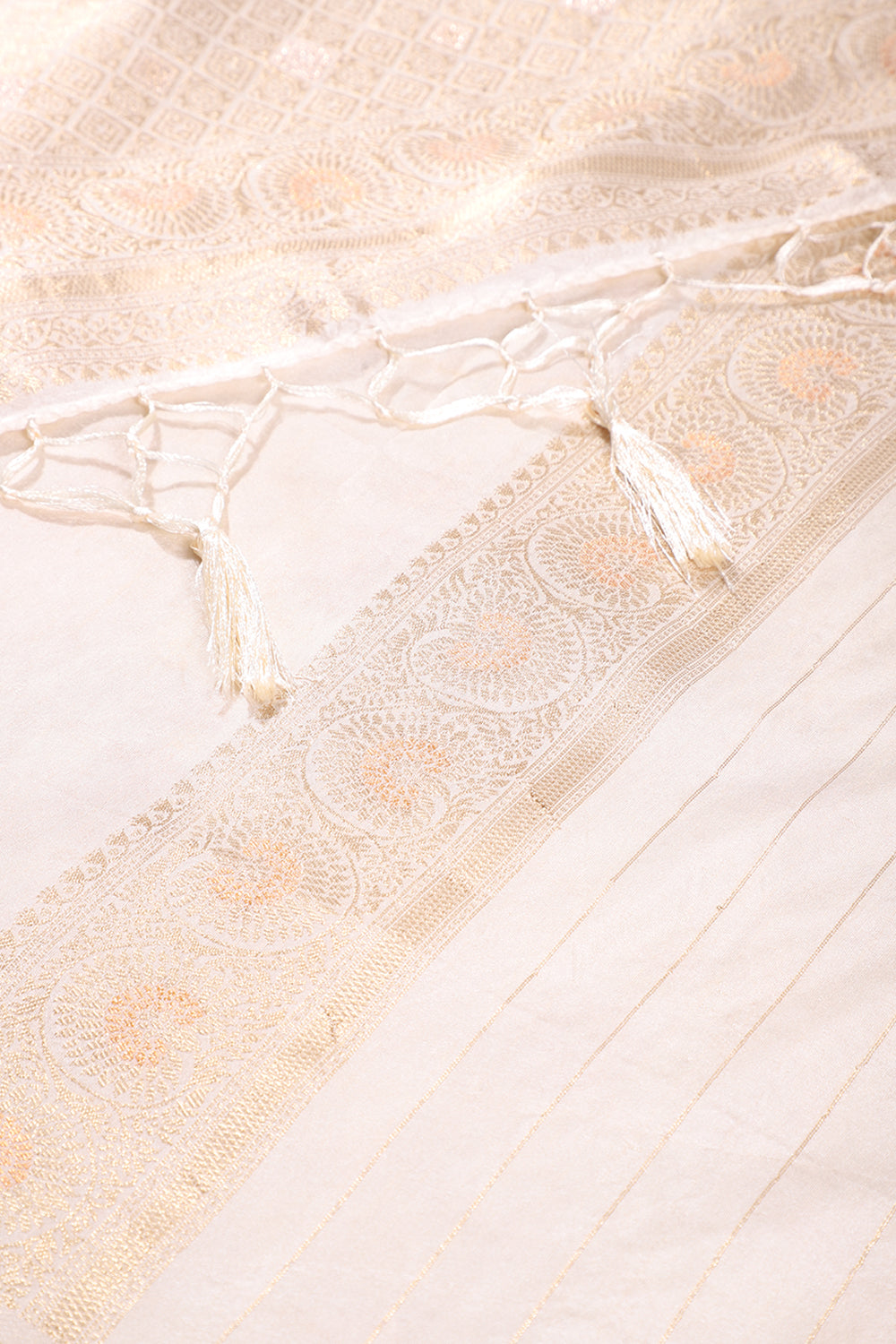 Cream Colour Zari Woven South Silk Saree