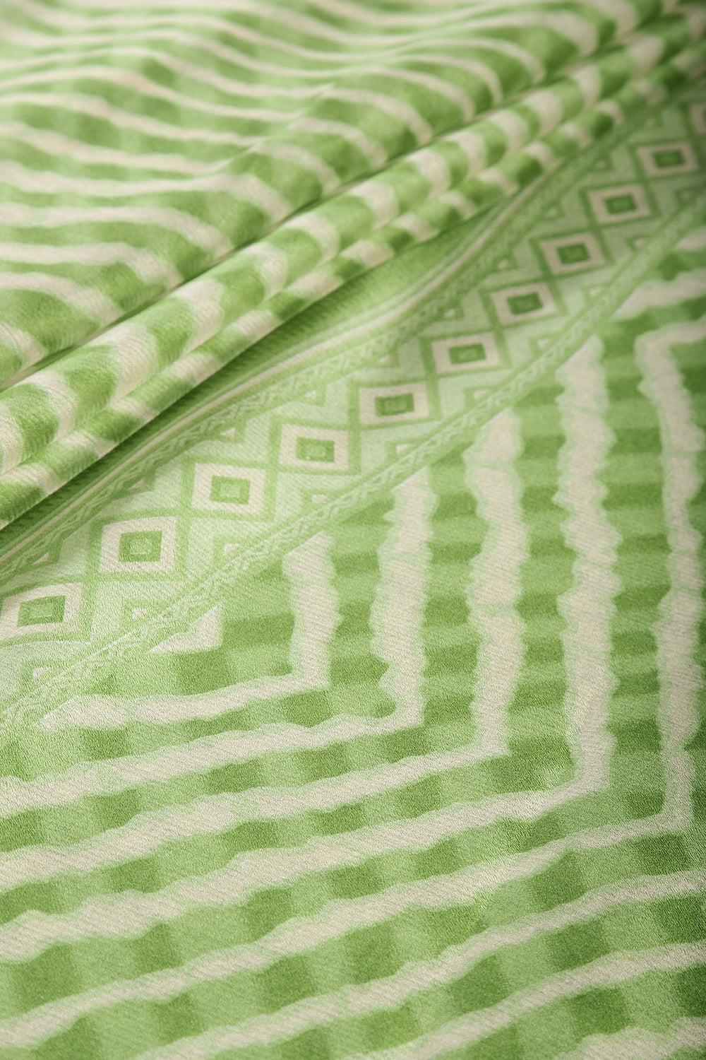 Olive Green Color Chiffon Leheriya Printed Saree