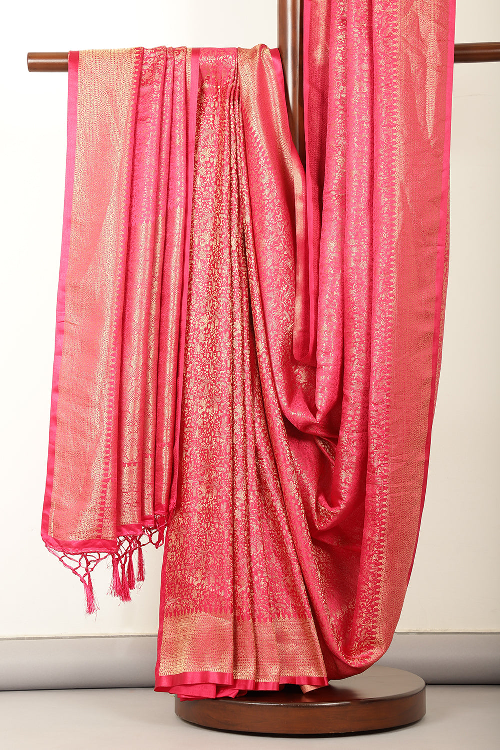 Fuchsia Zari Woven Soft Silk Saree