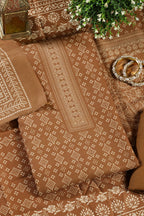 Mustard Printed Pashmina Unstitched Suit Fabric