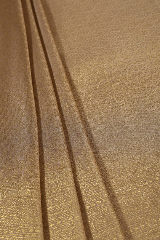 Beige & Golden Color South Silk Zari Woven Saree