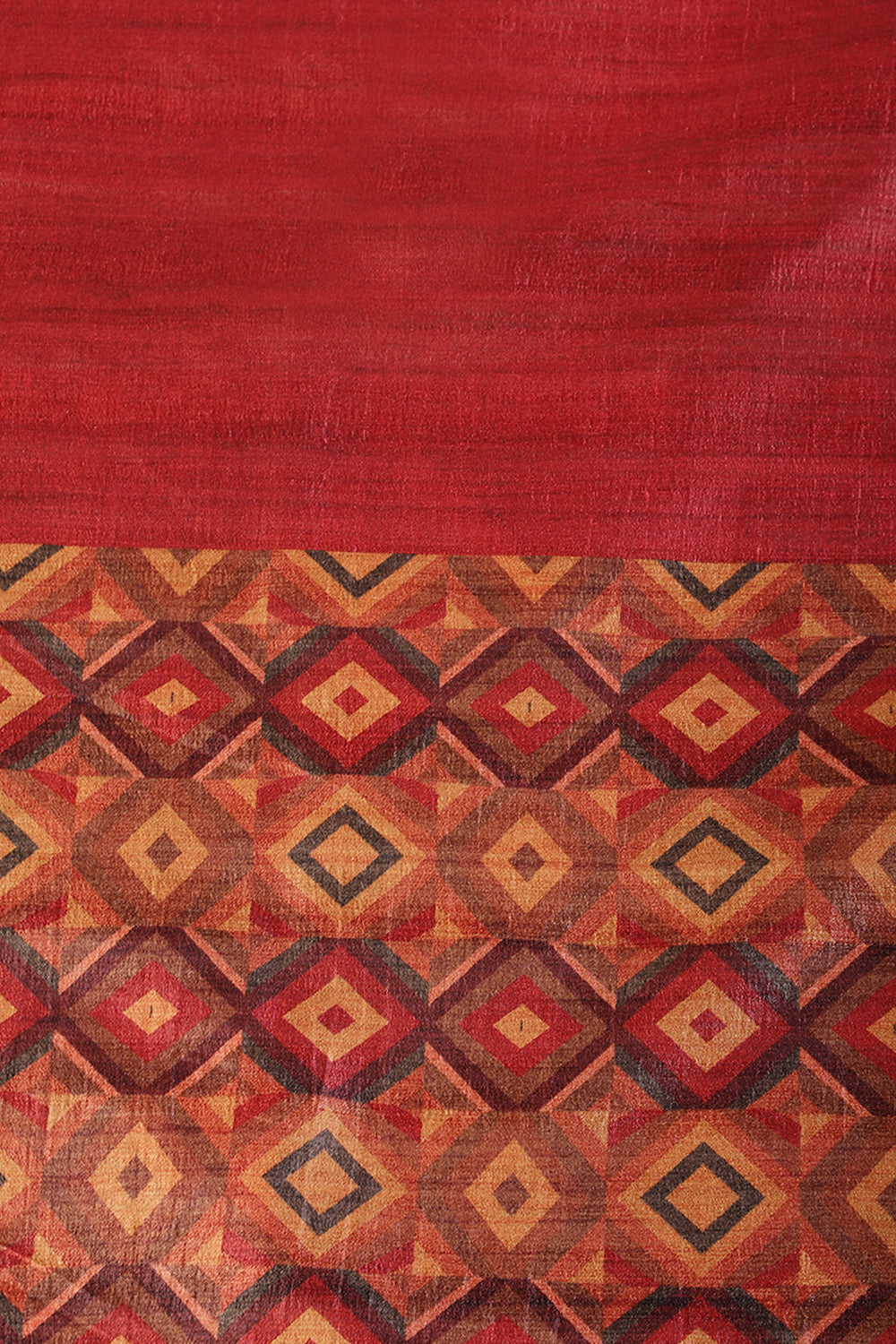 Maroon Printed Tussar Silk Saree