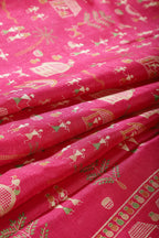 Carmine Color Cotton Silk Printed Saree