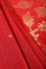 Red Tussar Silk Floral Zari Woven Saree