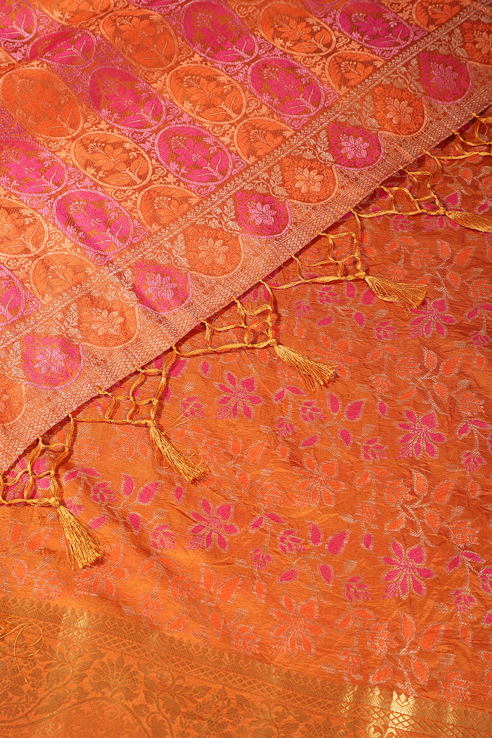 Mustard Colour Tussar Woven Silk Saree